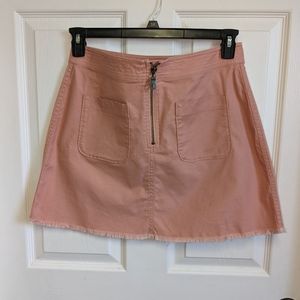 Madewell A-line Zip Skirt raw hem front pockets peach color Size 6